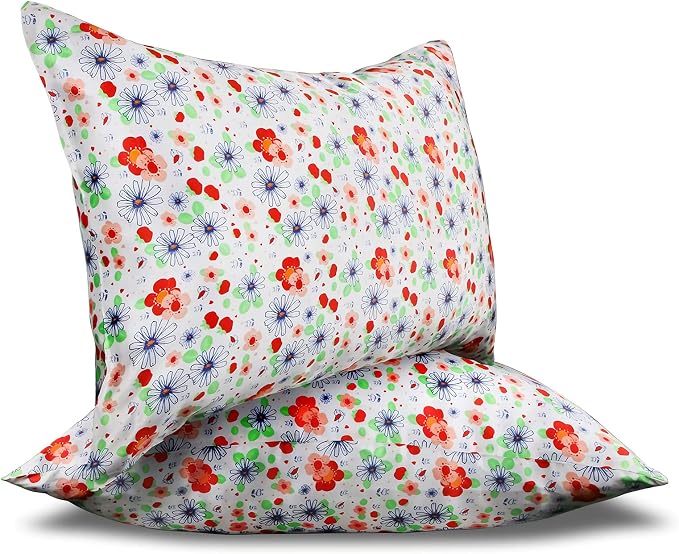 MANSPHIL Red White Cute Flowers Silk Pillowcase Standard Size, 22 Momme 100% - Image 7