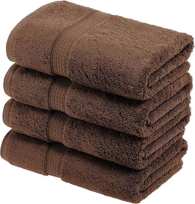 SUPERIOR Egyptian Cotton Pile Hand Towel Set of 4, Ultra Soft Luxury Towels by SUPERIOR