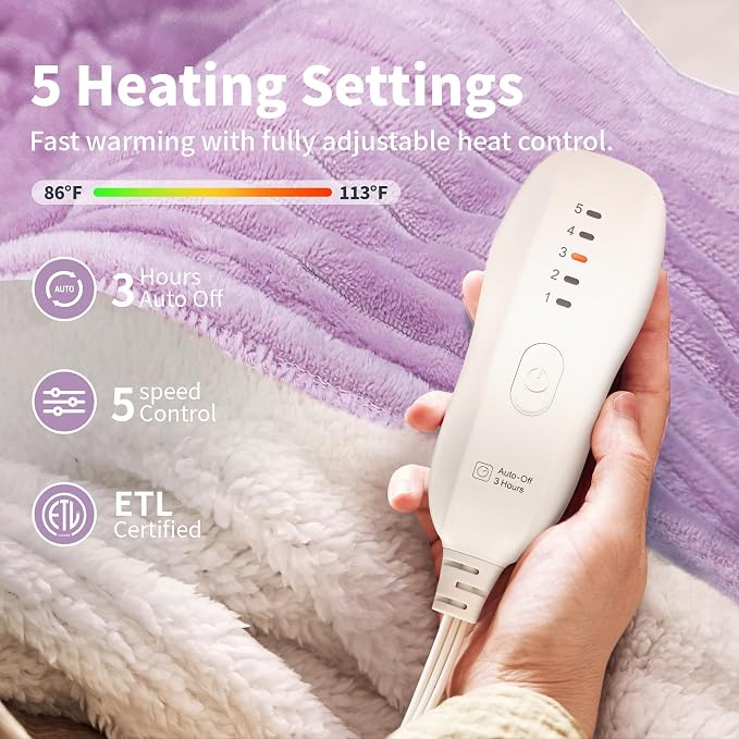 Texciting Heated Blanket Electric Blanket Throw 50”X60”-Heating Throw - Image 3