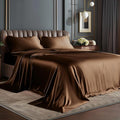 BEDELITE Satin Sheets Queen Size Bed Set, Luxury Soft Brown Silky Sheets by BEDELITE