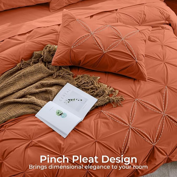Sasttie Full Size Comforter Set, 7-Piece Bed in a Bag, Pintuck Bedding Set - Image 4