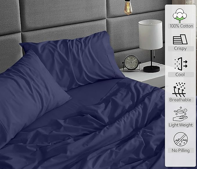 RUVANTI 100% Cotton Sheets – Queen Size Percale Bedding, Cooling & Breathable - Image 3