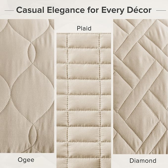 Comfort Spaces King Quilt Set Modern Reversible Plaid Coverlet King Bedding Set - Image 6
