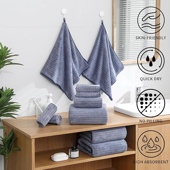 Ultra Soft Bath Towel Set, 12 Piece Family Bathroom Towel Set - Image 3
