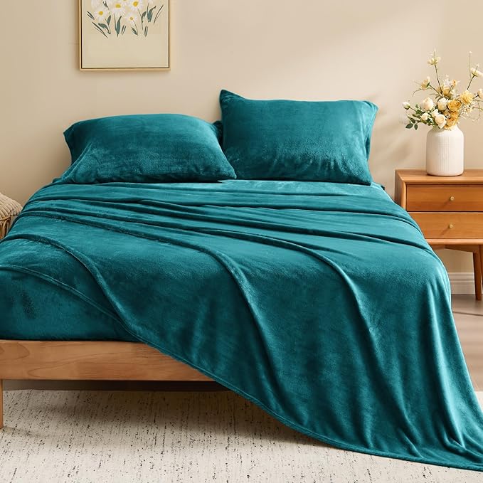 BEDELITE Flannel Sheets Queen Size Teal - Image 2