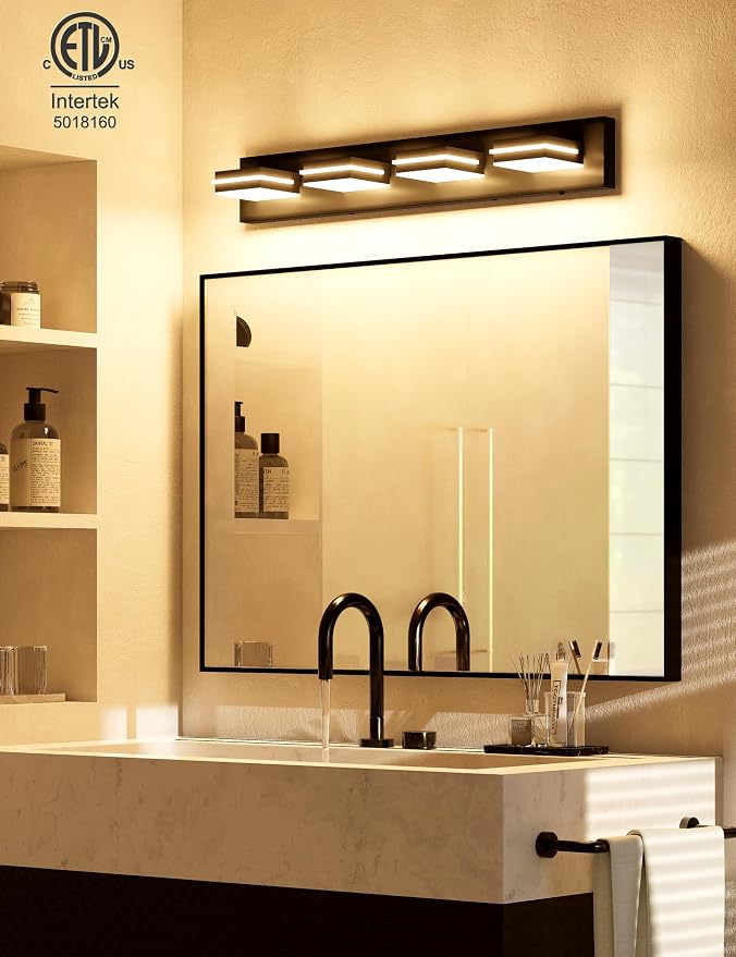 VOLISUN Modern 30-Inch 4-Light Black LED Bathroom Vanity Light Fixtures Over - Image 5