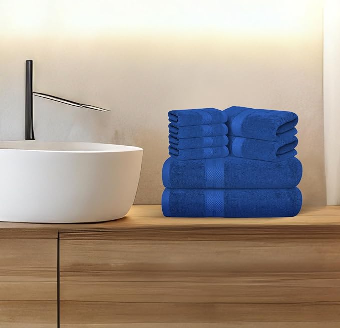 Avalon Towels Luxury 8 Piece Blue Towels Set, 2 Bath Towels, 2 Hand Towels and - Image 6