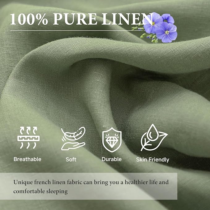 Simple&Opulence French Linen Flat Sheet, 100% Natural Flax Bedding Sheet - Image 2