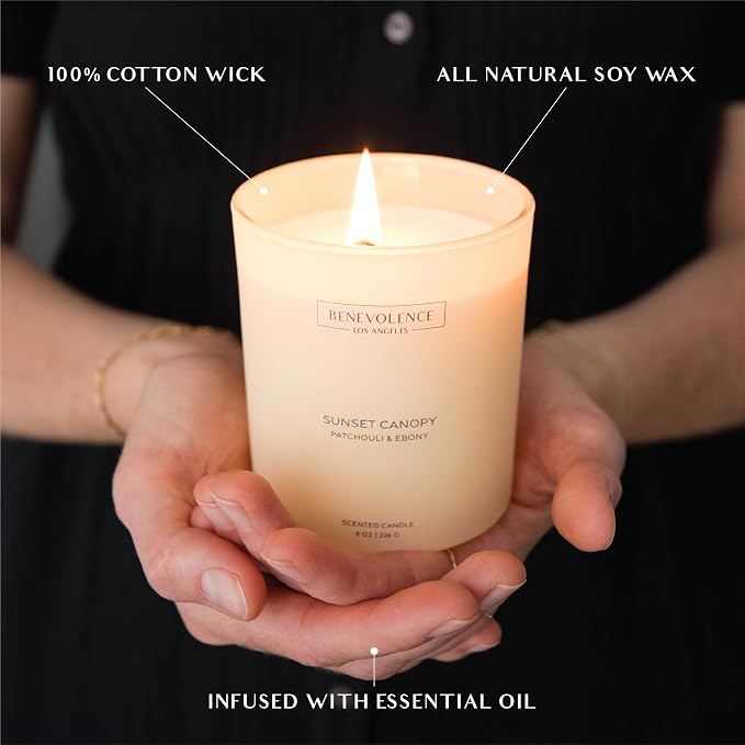 Patchouli & Ebony – Benevolence LA Scented Candle | 8oz, 45-Hour Burn | Natural - Image 3