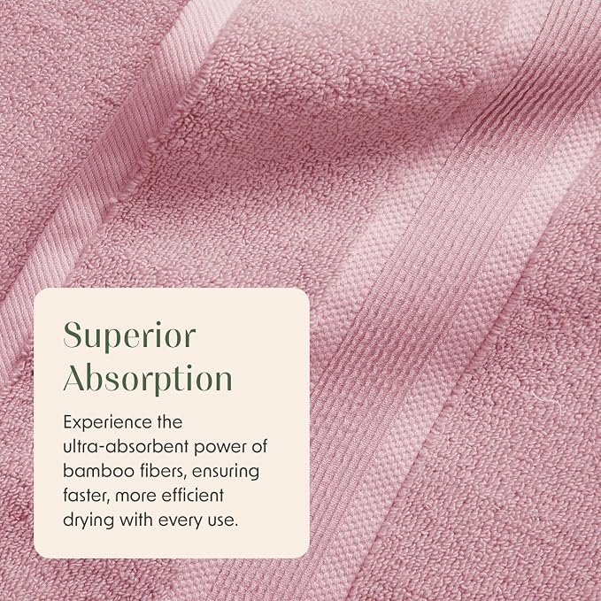 Springtree Home Luxury Bamboo Rayon Bath Towel Set of 4 | 35% Bamboo Rayon - Image 5