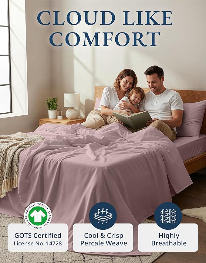 LANE LINEN Eco Friendly 100% Organic Cotton Bed Sheets Full Size, Fully - Image 2