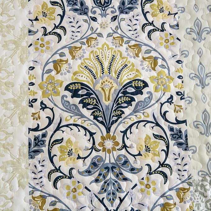 WONGS BEDDING Boho Quilt Set Queen, 3 Pieces Beige Patchwork Bedspread Coverlet - Image 7