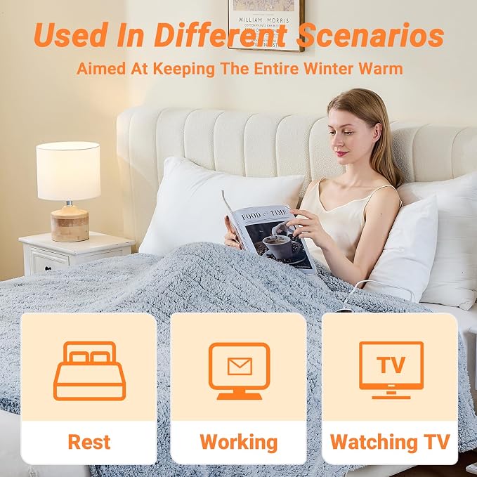 Heated Blanket Heated Twin, Electric Blanket 62"x84" Heating Blanket - Image 5