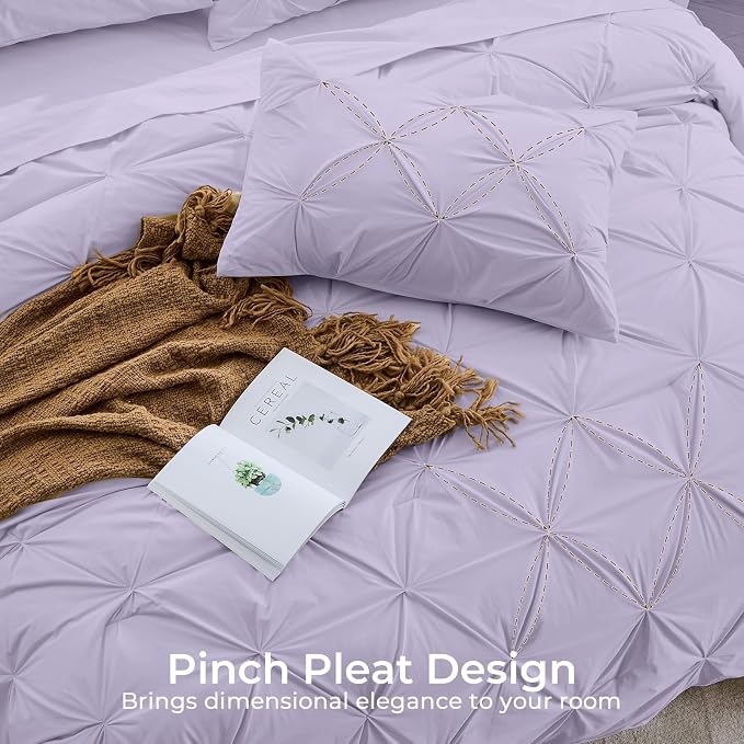 Sasttie California King Comforter Set, 7-Piece Bed in a Bag, Pintuck Bedding - Image 4