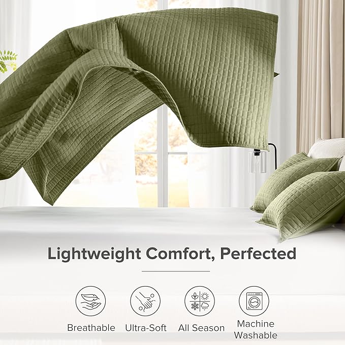 Comfort Spaces King Quilt Set Modern Reversible Plaid Coverlet King Bedding Set - Image 4