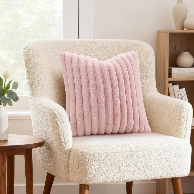 decorUhome Summer Cozy Faux Fur Throw Pillow Covers 20x20 Set of 2 Decorative - Image 4