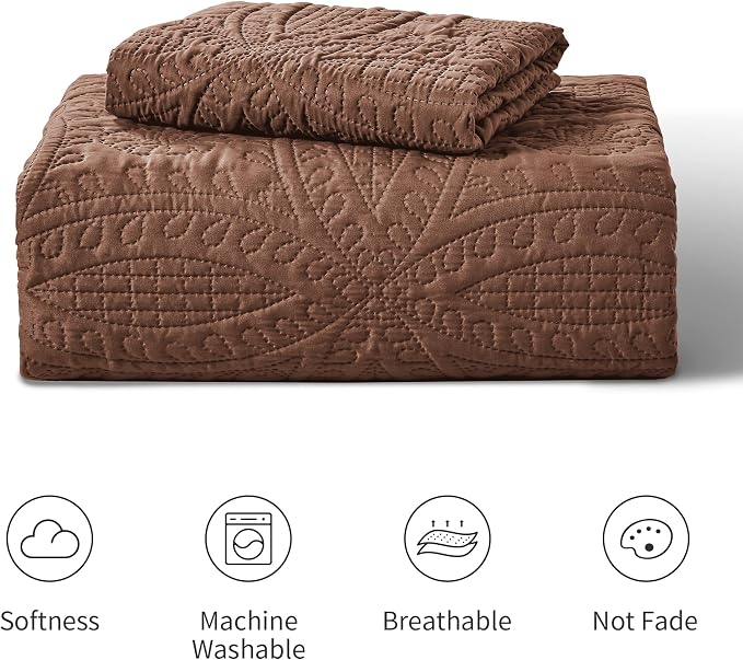 Love's cabin Twin Quilt Set Brown Bedspreads Bedding Set - Image 7