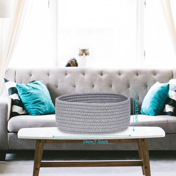 【2 Pack】ABenkle Small Woven Baskets, Tiny Oval Shallow Storage Baskets - Image 2