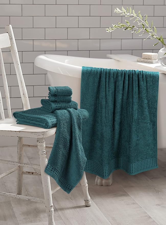 GLAMBURG 100% Cotton Ultra Soft 6 Pack Towel Set, Contains 2 Bath Towels 28x55 - Image 3