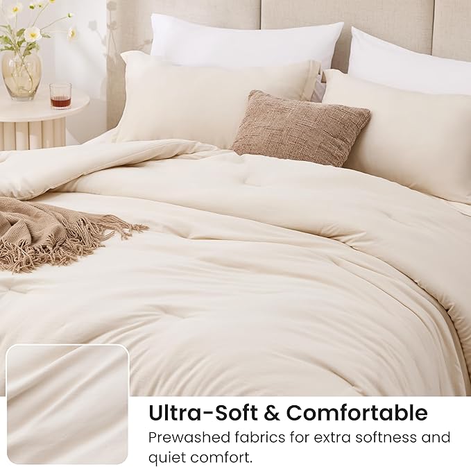 Love's cabin Beige Twin/Twin XL Comforter Set, 2-Piece Prewashed Bed Set - Image 4