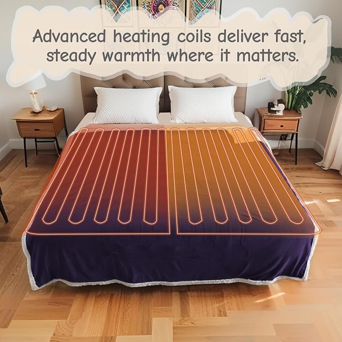 Electric Heated Blanket Full Size 72"x84", Soft Flannel - Image 4