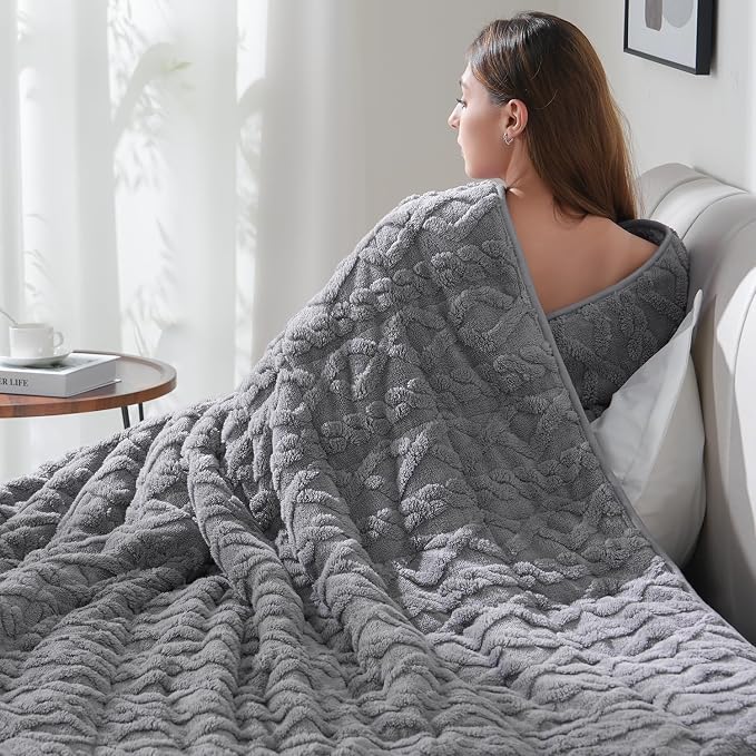 Drewin Sherpa Weighted Blanket for Adults, Dual Sided Cozy Soft Fleece Bed by Home