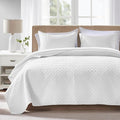 FLYMME White Twin Quilt Bedding Set Thin Lightweight Bedspreads, Modern Style by FLYMME