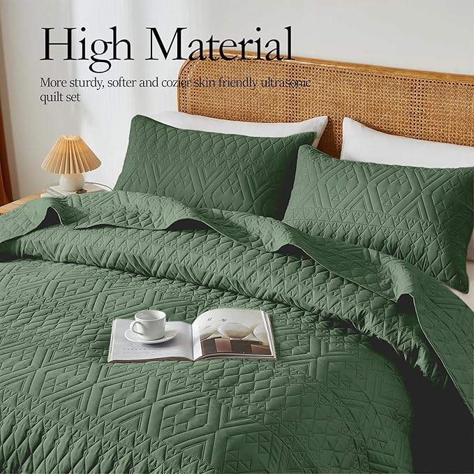 akkialla Twin Size Quilt Bedding Set, Modern Style Geoetric Pattern Coverlet Set - Image 3
