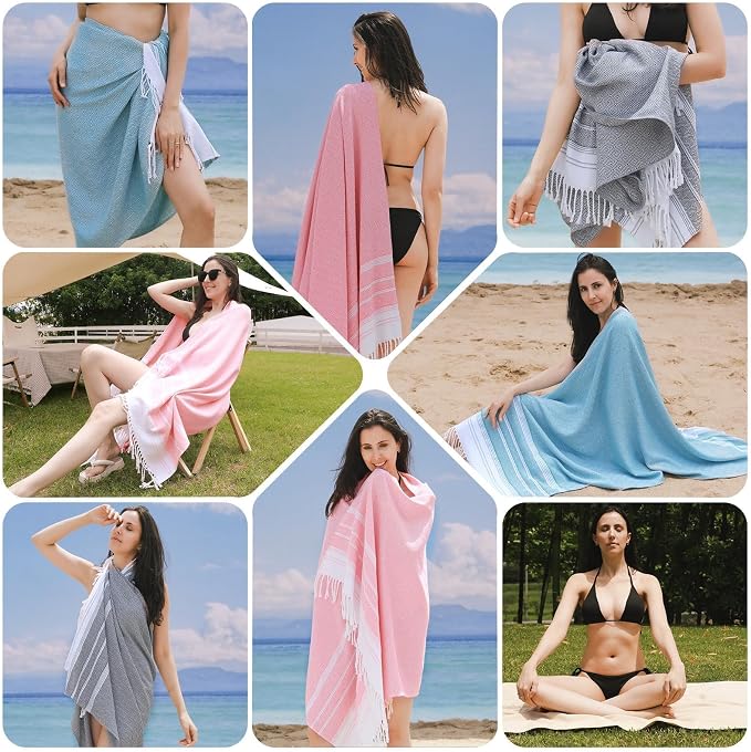 Genovega 6 Oversized Cotton Turkish Beach Bath Towel Set Bulk 74"x38" Extra - Image 5