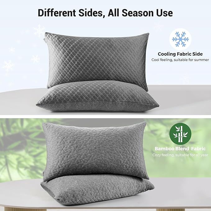puredown® Pillows Standard Size Set of 2, Shredded Memory Foam Pillows - Image 2