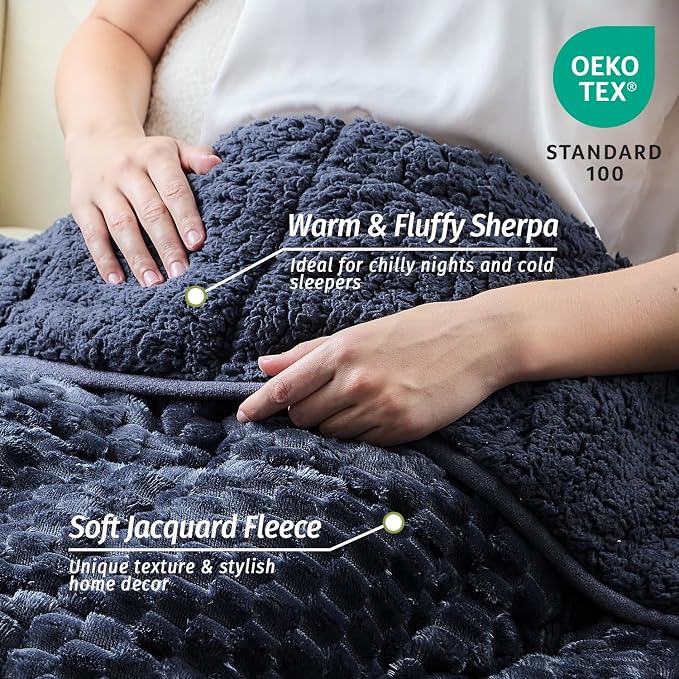 Wemore Fleece Weighted Blanket for Adults, Dual Sided Cozy Soft Sherpa Heavy - Image 2