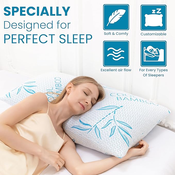 2 Pack Standard Size Rayon Derived from Bamboo Pillow - Image 4