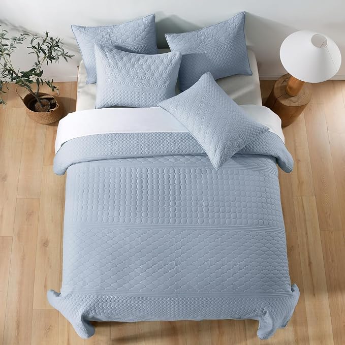 HORIMOTE HOME Light Blue King Size Quilt Set - Image 5