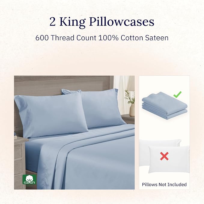 CALIFORNIA DESIGN DEN Luxuriously Soft Hotel Quality 600 Thread Count, 100% - Image 4