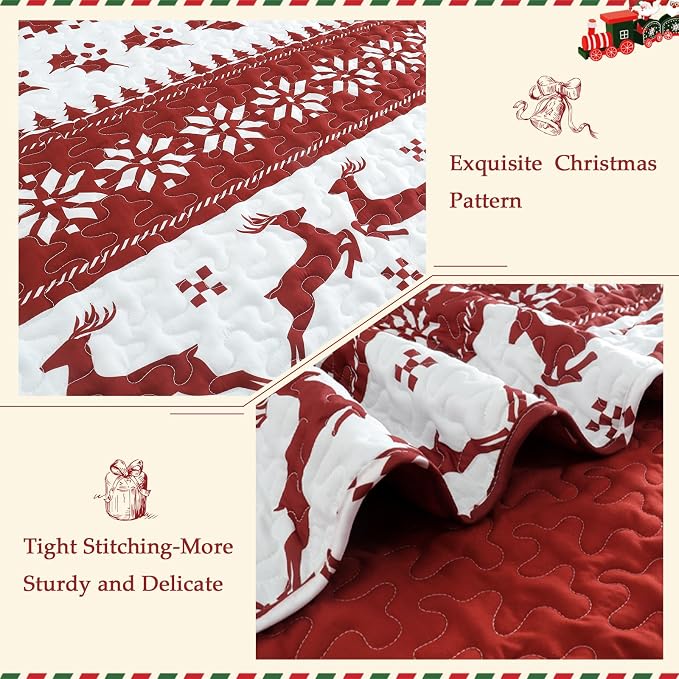 Exclusivo Mezcla Reversible Christmas Quilts Twin Size - Image 4