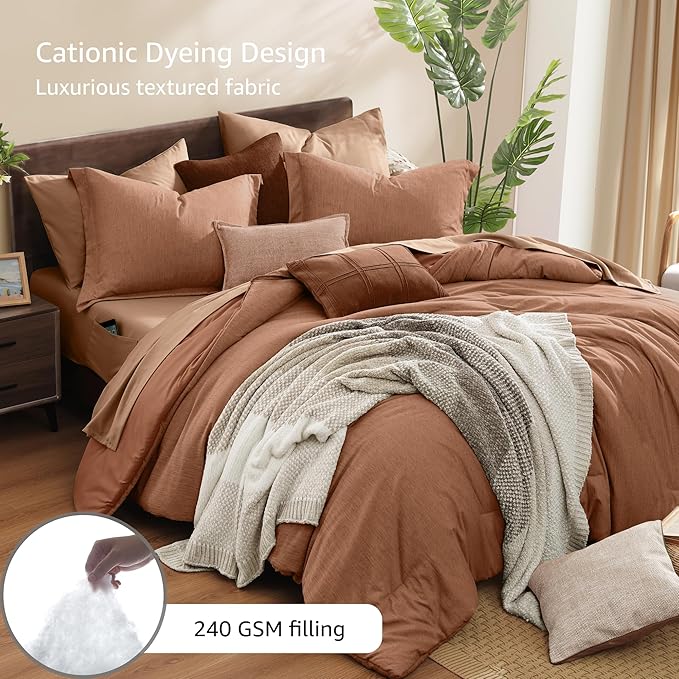 Monbix Super King Plus Comforter Set, Autumn Leaf Cationic Dyeing Bedding Set - Image 3