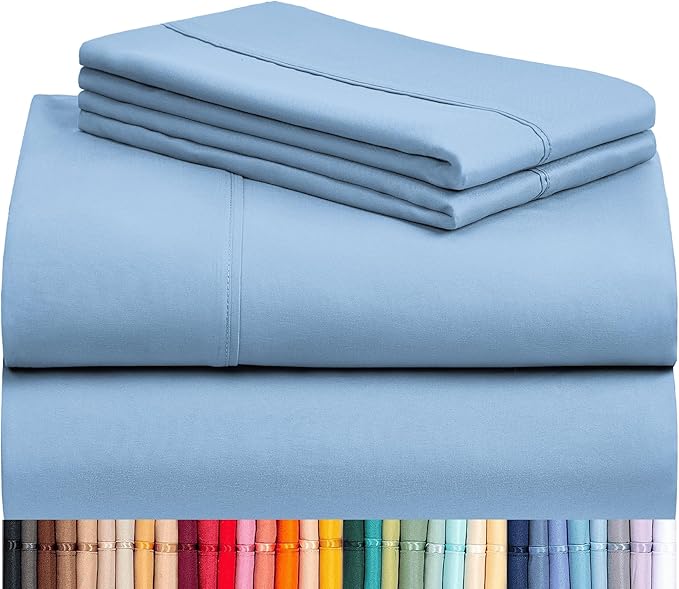 LuxClub 4 PC Full Sheet Set, Deep Pockets Wrinkle Free Cooling Bed Sheets Hotel by LuxClub
