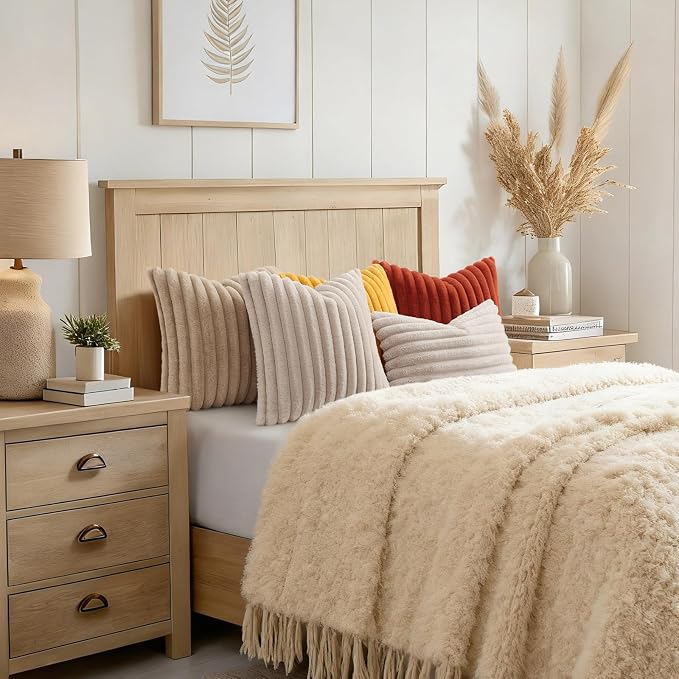 decorUhome Cozy Faux Fur Throw Pillow Covers 26x26 Set of 2 Decorative Soft - Image 8