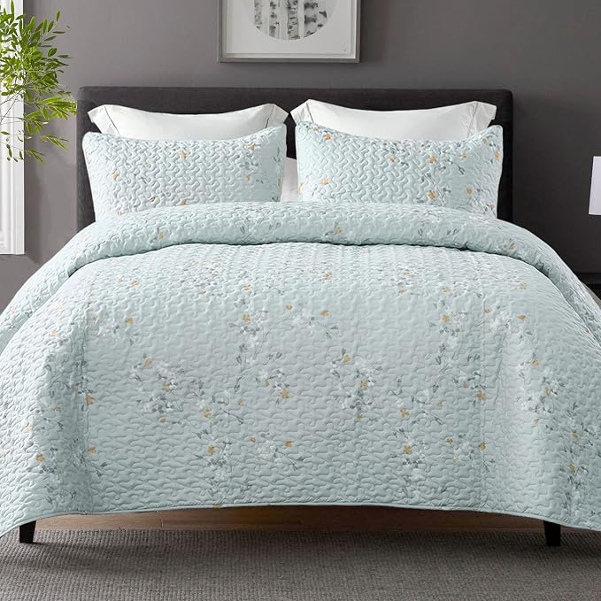 Exclusivo Mezcla Reversible Boho Quilts Queen Size, Aqua Bedspreads Lightweight by ExclusivoMezcla