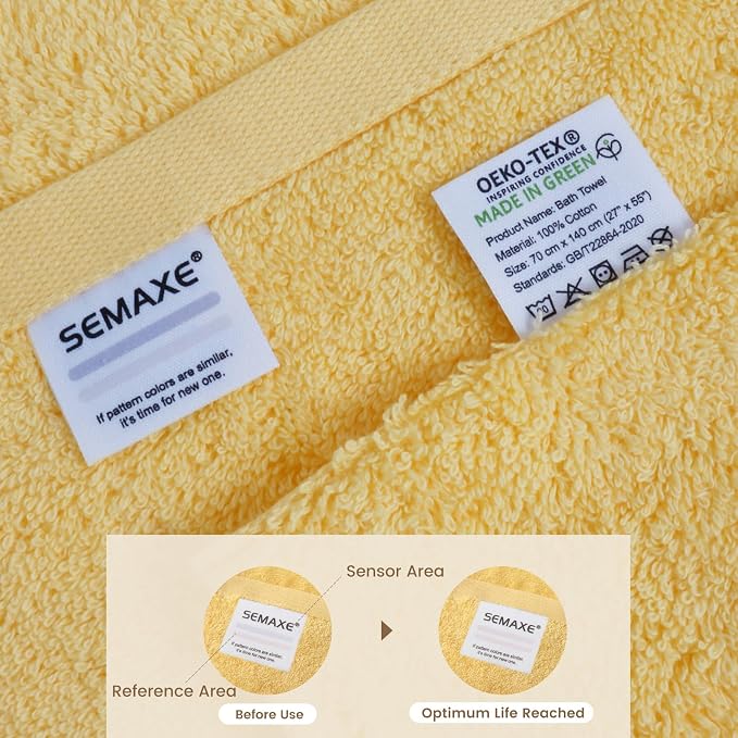 SEMAXE Yellow Bath Towel, 100% Cotton Bath Towel - Image 4