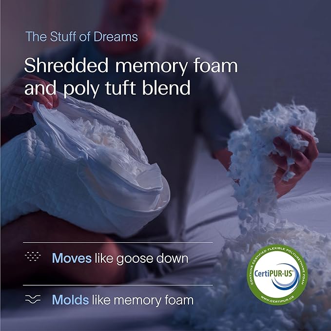 DreamyBlue Signature Pillow w/Adjustable Loft • Shredded Memory Foam Fill • - Image 2