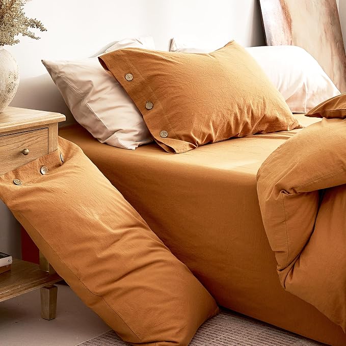 JELLYMONI 100% Washed Cotton Duvet Cover Twin – Soft, Breathable Linen-Look - Image 9