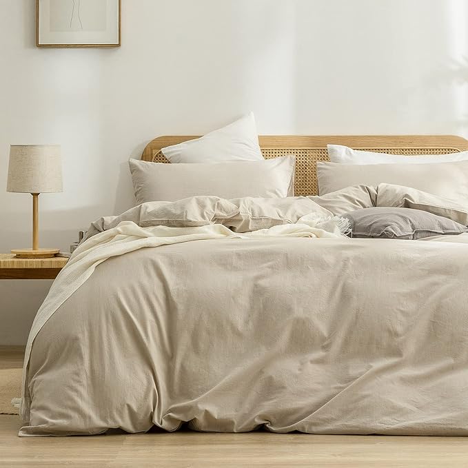 BESTOUCH Duvet Cover Set 100% Cotton Linen Feel Super Soft Comfortable Chic by BESTOUCH