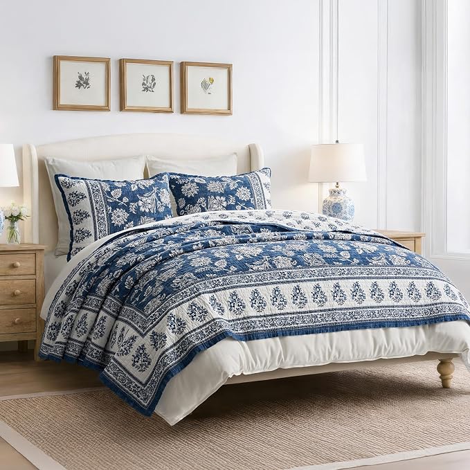 EverGrace Cotton Quilt Set King Size, 100% Cotton Reversible Lightweight - Image 6