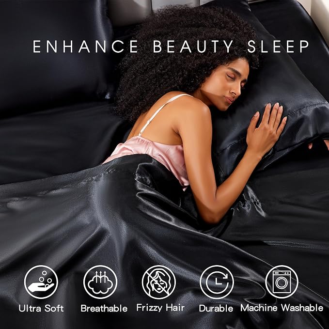 FreshCulture Satin Sheets Twin Size Bed Set - Image 7