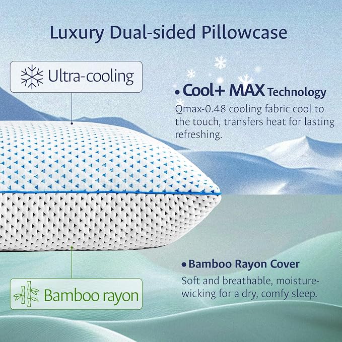 Adjustable Cooling Gel Memory Foam Pillows Queen Size - Image 3