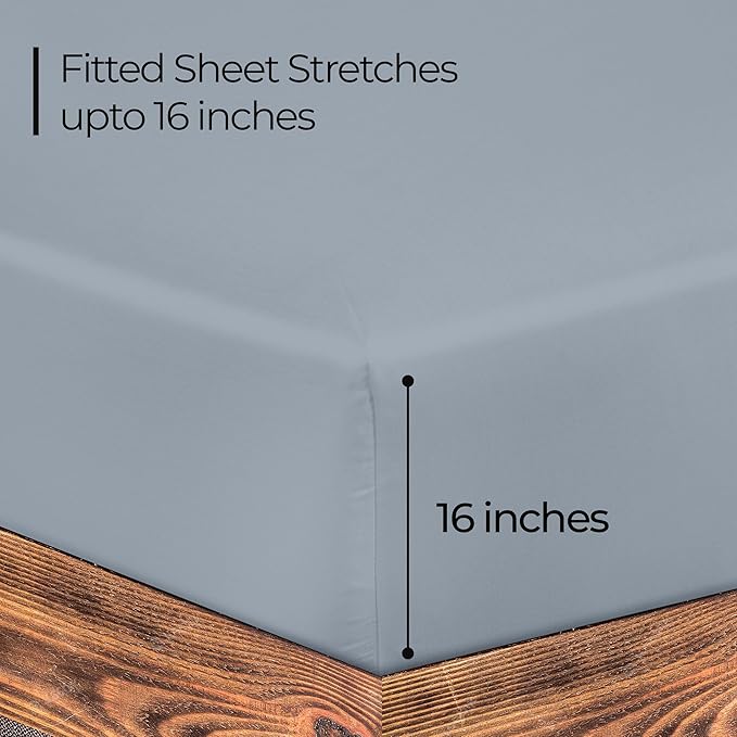 ROYALE LINENS 300 Thread Count 100% Long Staple Combed Cotton Fitted Sheet King - Image 2