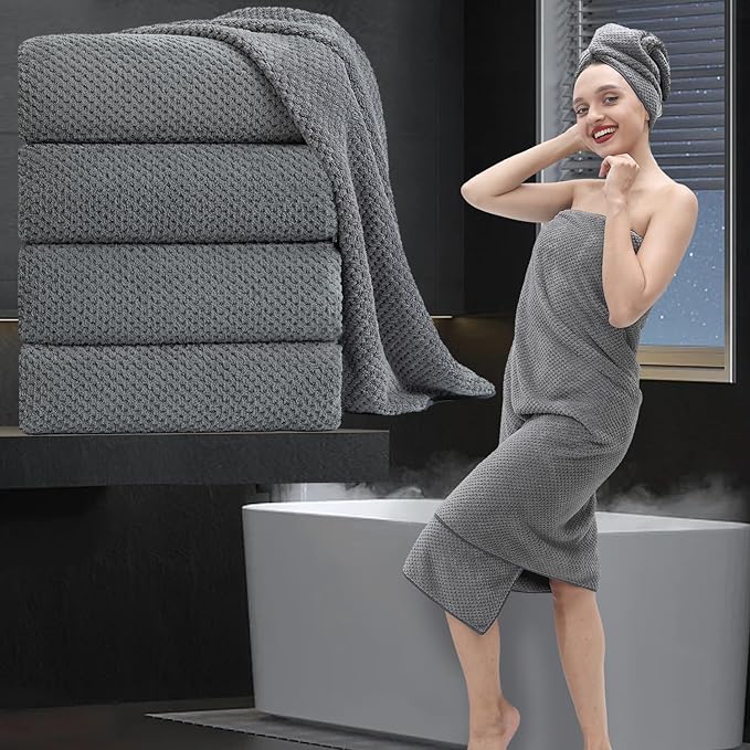 Extra Large Bath Towel Set of 4, Oversized Bath Sheet Super Soft Highly by MAGGEA