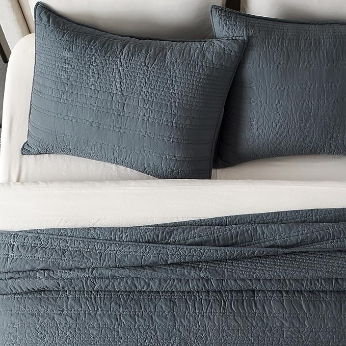 EVERGRACEHOME 100% Cotton Modern Lines Quilt Set King Size, Pre-Washed Soft - Image 3