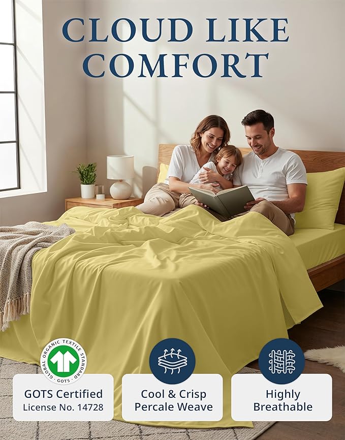 LANE LINEN Eco Friendly 100% Organic Cotton Bed Sheets Queen Size, Soft & Comfy - Image 2